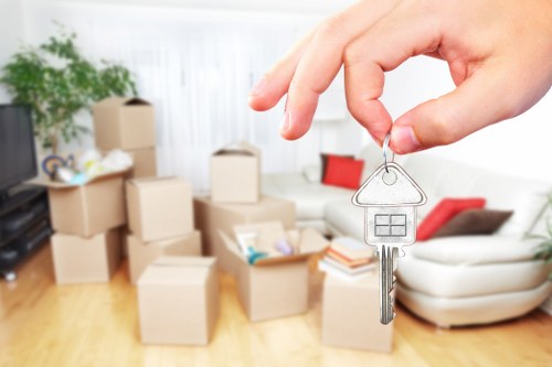 House removals team preparing boxes in Bromley